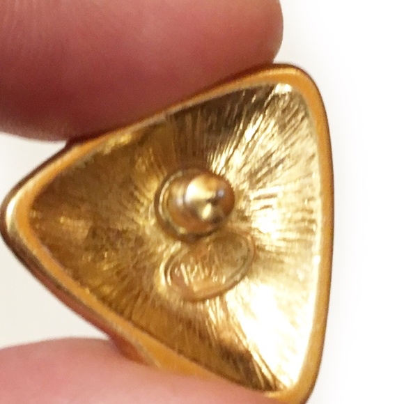 Vintage 1980s TRIFARI enamel triangle earrings - Picture 8 of 8